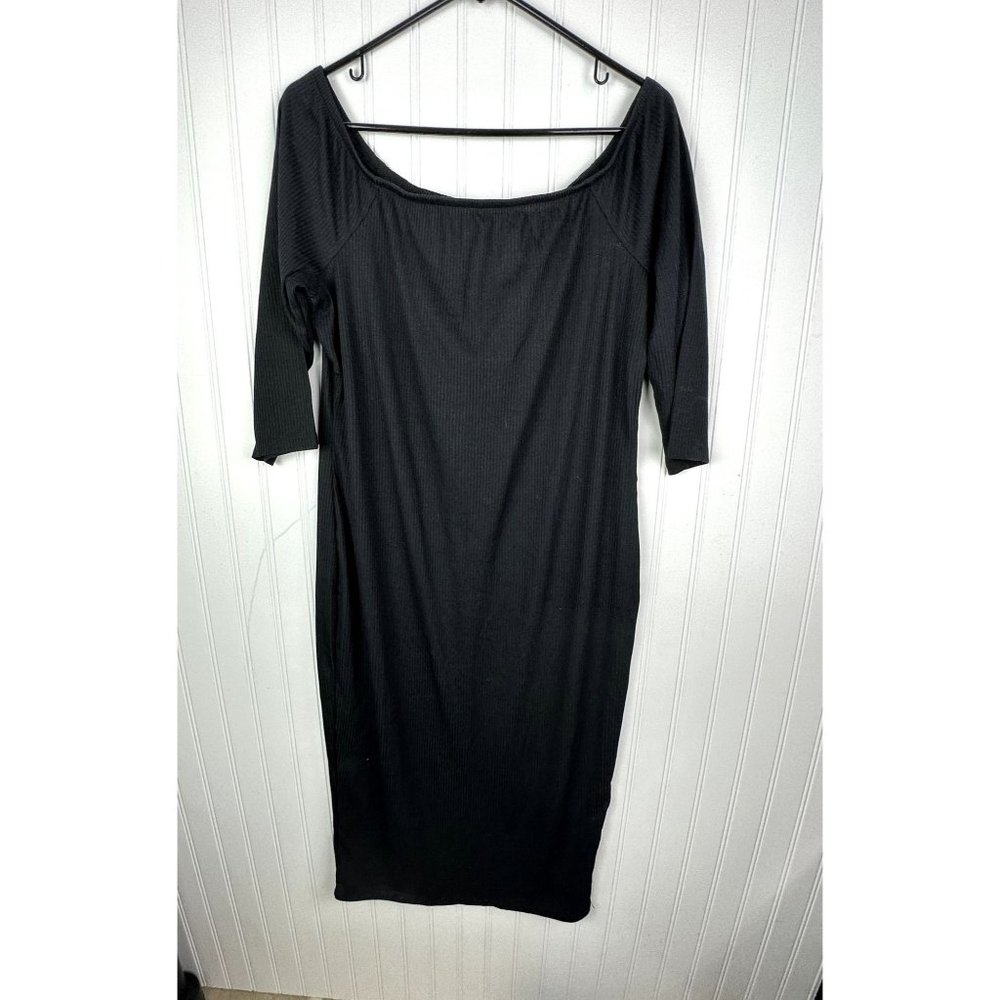 Lane Bryant Black ribbed Dress 3/4 sleeve‎ size 14/16 NWT